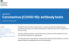 Coronavirus (Covid-19): antibody tests